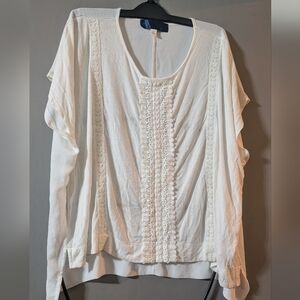 Elegant White Lace Trim Women's Top